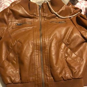 Brown leather jackets